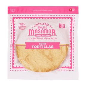 Masamor Bio Tortillas nixtamalisiert gelber Mais 1kg Packung gekühlt