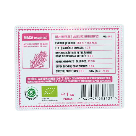 Etikett Rückseite Masamor Masa 1kg