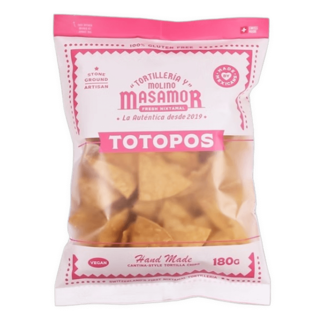 Masamor Tortilla Chips Totopos aus gelbem Mais 180g Packung