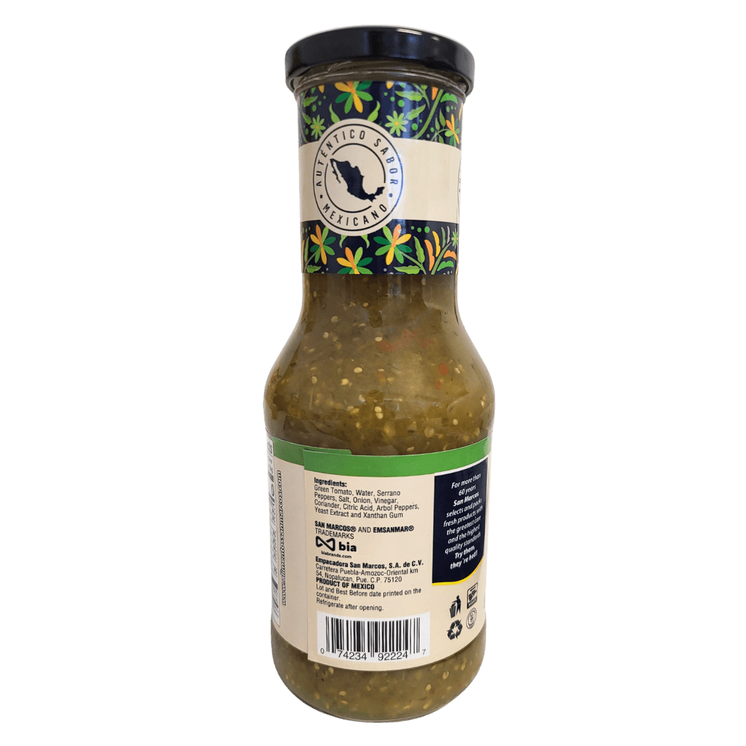 San Marcos Salsa Verde medium picante 500g Flasche back