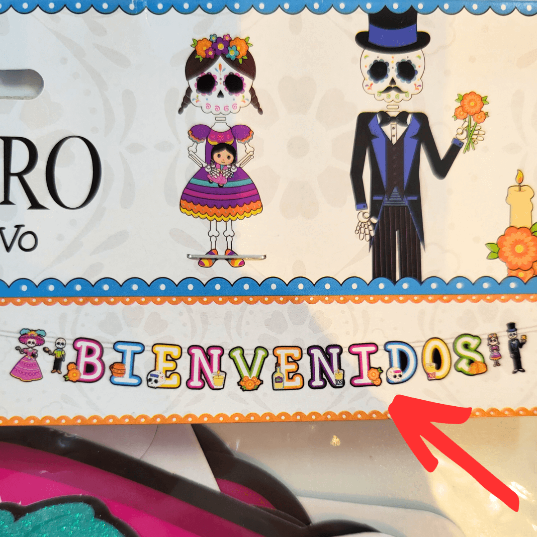 Schriftzug Letrero Bienvenidos Dia de los Muertos Willkommen Ansicht des Schriftzugs komplett