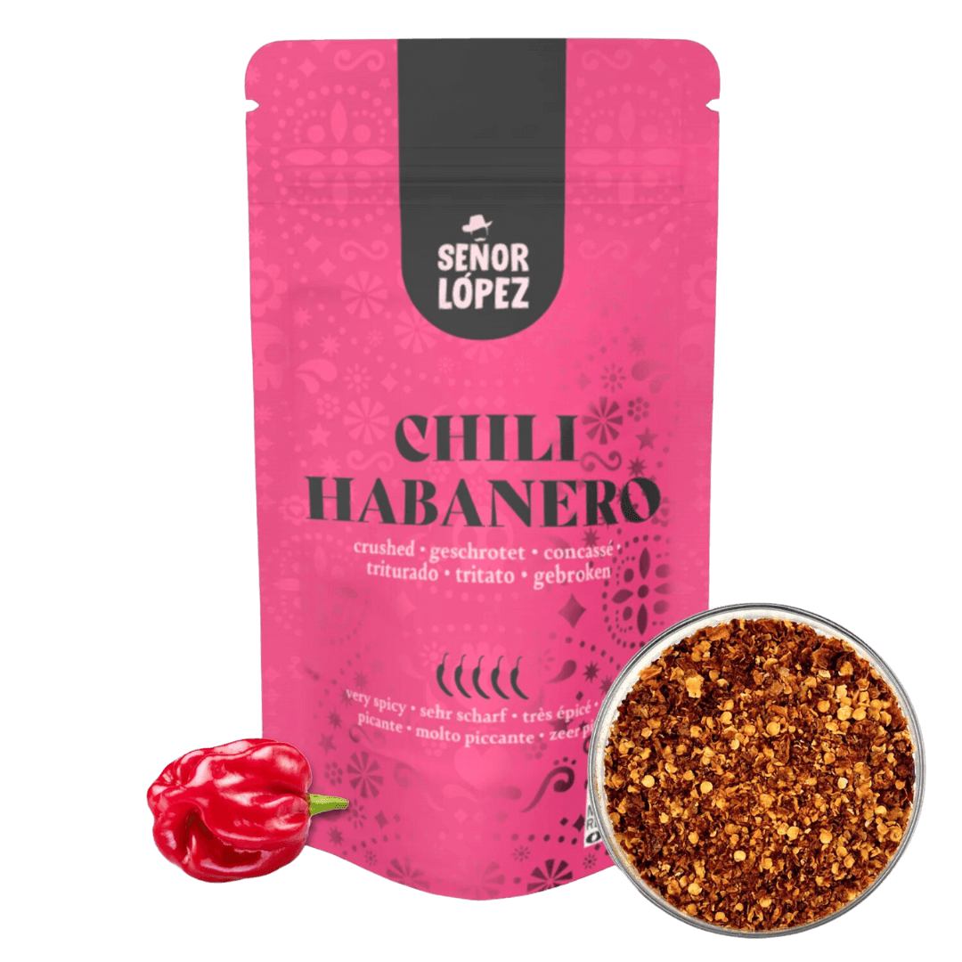 Geschrotete Habanero Chilischoten 25g Packung Senor Lopez