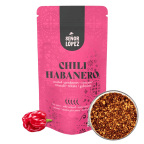 Geschrotete Habanero Chilischoten 25g Packung Senor Lopez