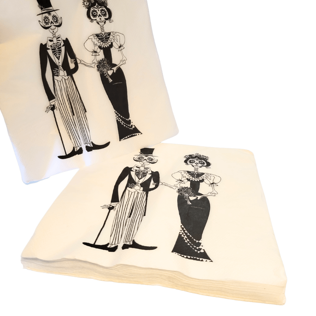 Servietten Dia de los Muertos El Catrin und La Catrina Detailbild