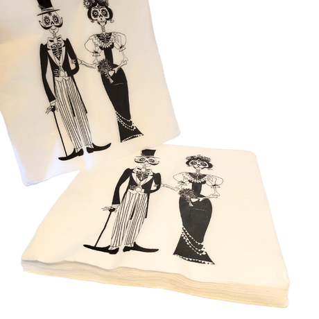 Servietten Dia de los Muertos El Catrin und La Catrina Detailbild