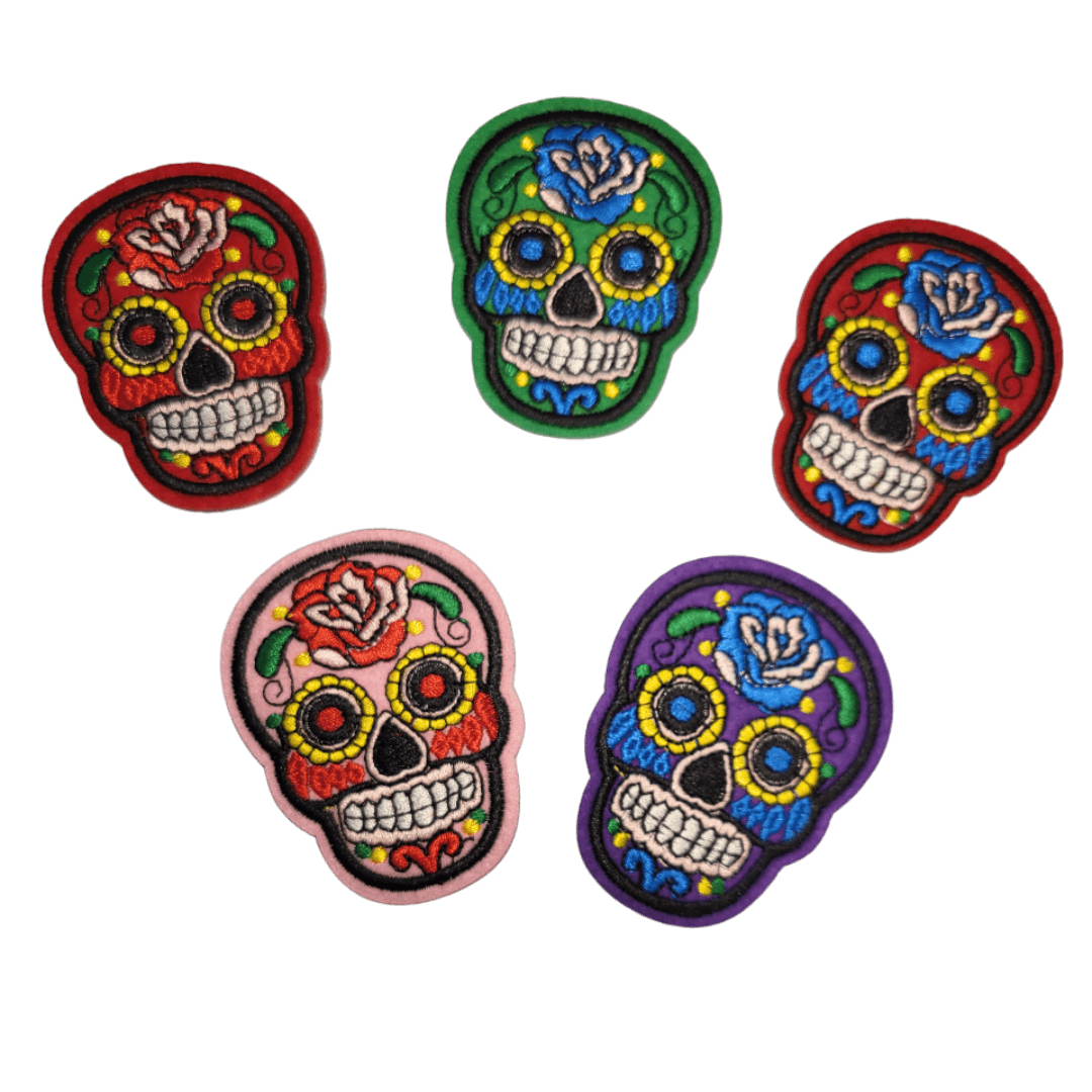 Skull Dia de los Muertos Bügelbild 5er Set B