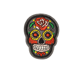 Skull Dia de los Muertos Bügelbild dunkelgrau