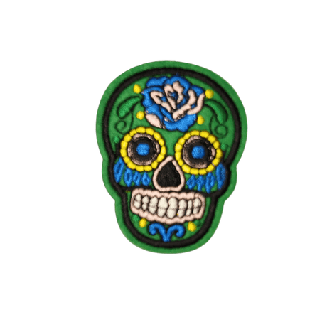 Skull Dia de los Muertos Bügelbild grün