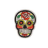 Skull Dia de los Muertos Bügelbild hellgrau