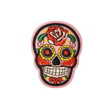 Skull Dia de los Muertos Bügelbild rosa