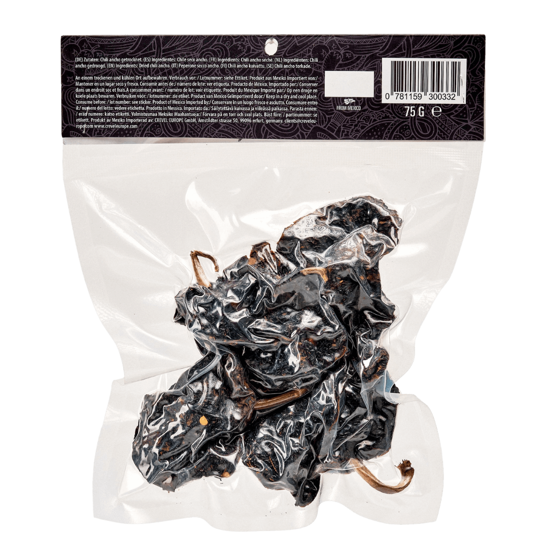 Xatze Ancho Chilischoten getrocknet 75g Packung Rückseite