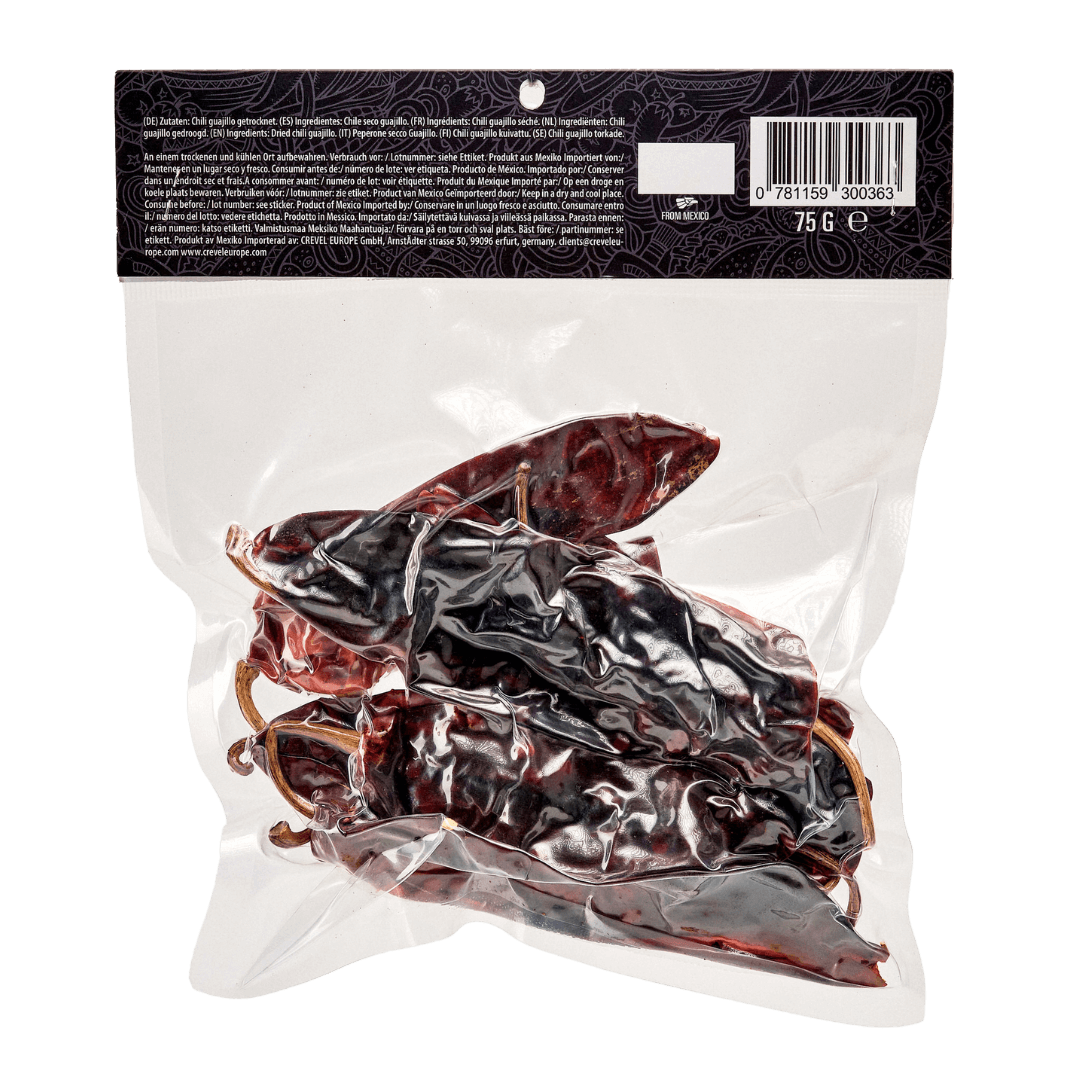 Xatze Guajillo Chili getrocknet 75g Packung Rückseite