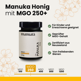 Manuara Manuka Honig 250 MGO Gehalt Skala