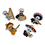 Mexican Mariachi Dia de los Muertos pins / buttons set of 5 and individually