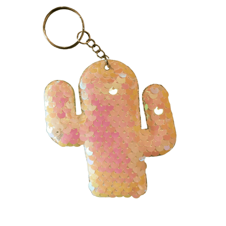 Glitter Cactus Keychain different colors with sequins