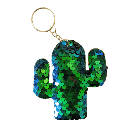 Glitzer-Kaktus Schlüsselanhänger verschiedene Farben mit Pailletten