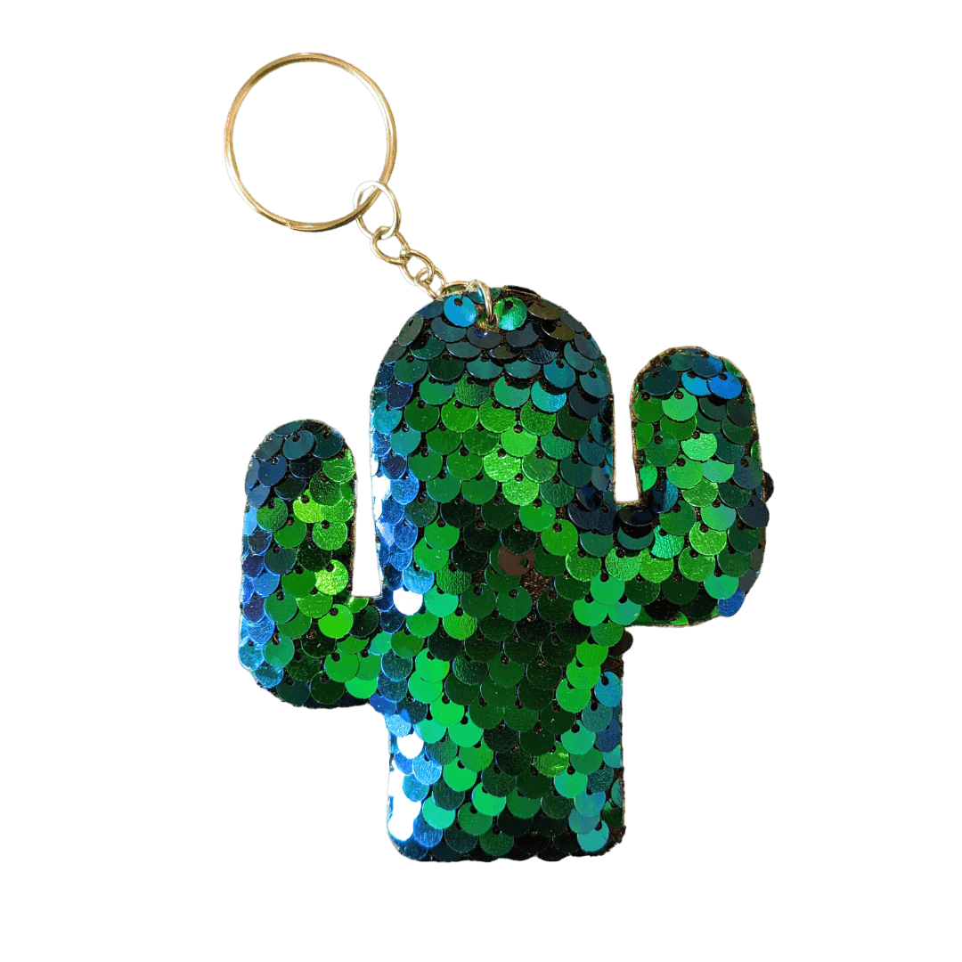Glitzer-Kaktus Schlüsselanhänger verschiedene Farben mit Pailletten
