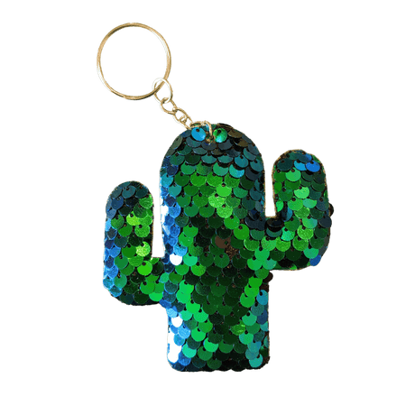 Glitter Cactus Keychain different colors with sequins