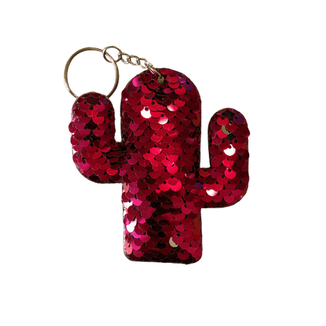 Glitter Cactus Keychain different colors with sequins