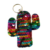 Glitzer-Kaktus Schlüsselanhänger verschiedene Farben mit Pailletten