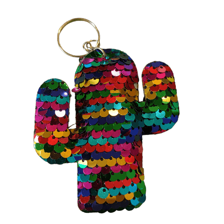 Glitter Cactus Keychain different colors with sequins