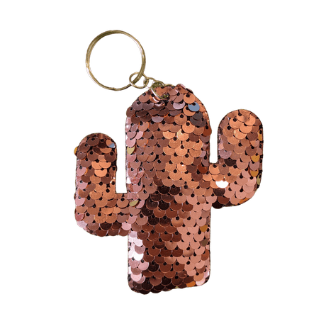 Glitter Cactus Keychain different colors with sequins