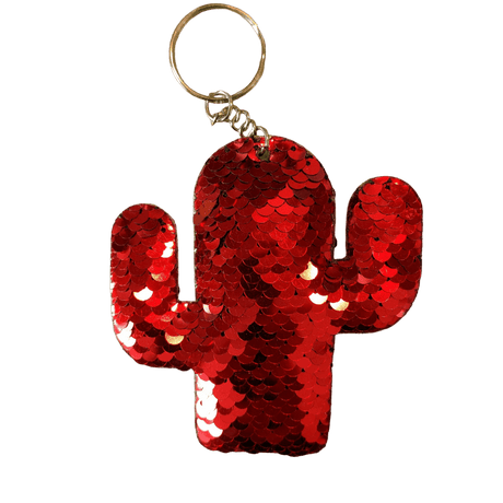 Glitter Cactus Keychain different colors with sequins