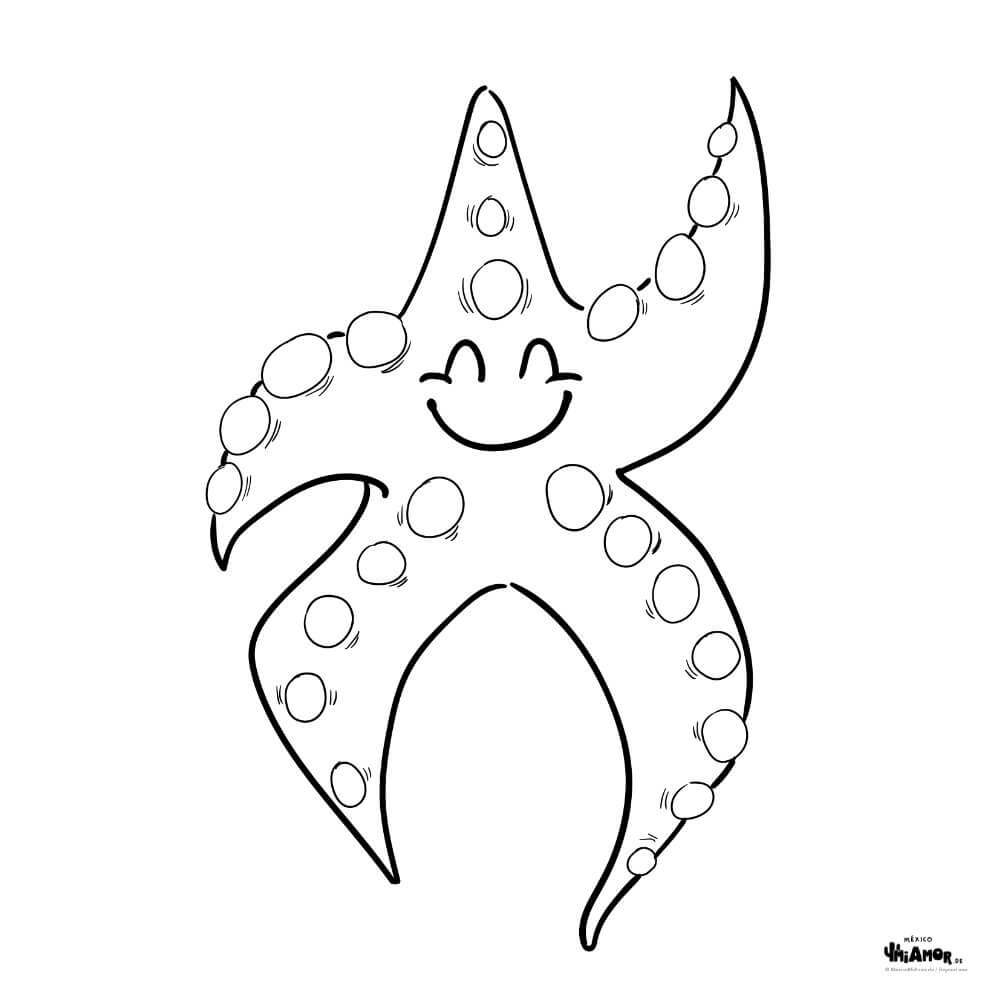 Ausmalbild Seestern Estrella de Mar